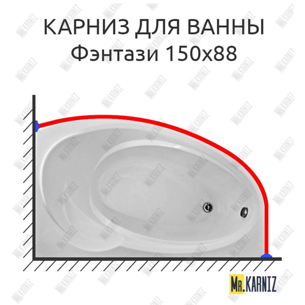 Карниз для ванны Bas Фэнтази 150х88 (Усиленный 25 мм) MrKARNIZ