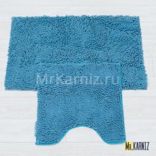 Комплект ковриков для ванной и туалета Люкс голубой