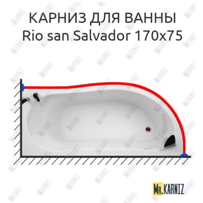 Карниз для ванны Akrilan Rio san Salvador 170х75 Усиленный 20 мм MrKARNIZ