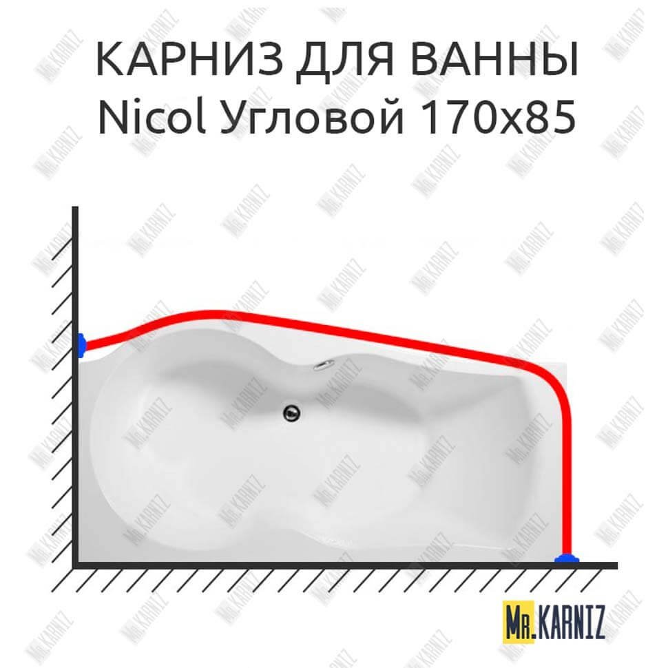 Карниз для ванны Aquanet Nicol Угловой 170х85 Усиленный 20 мм MrKARNIZ