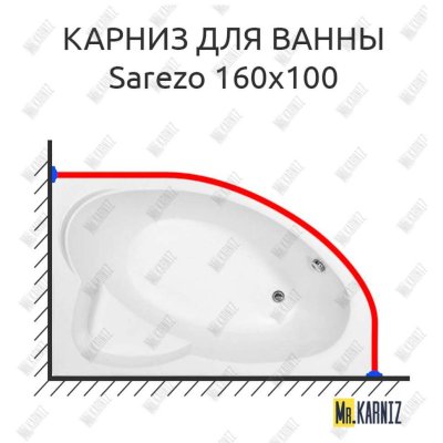 Карниз для ванны Aquanet Sarezo 160х100 Усиленный 20 мм MrKARNIZ