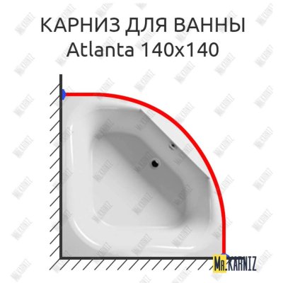 Карниз для ванны Riho Atlanta 140х140 Усиленный 20 мм MrKARNIZ